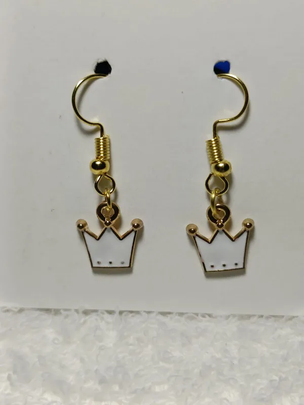 Gold_Tone_Metal_Alloy_Crown_Charm_Hook_Earrings_For_Women