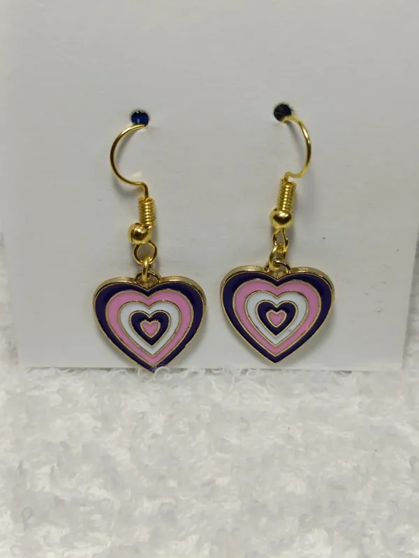 Pink_Purple_Enamel_Concentric_Heart_Hook_Earrings_For_Women