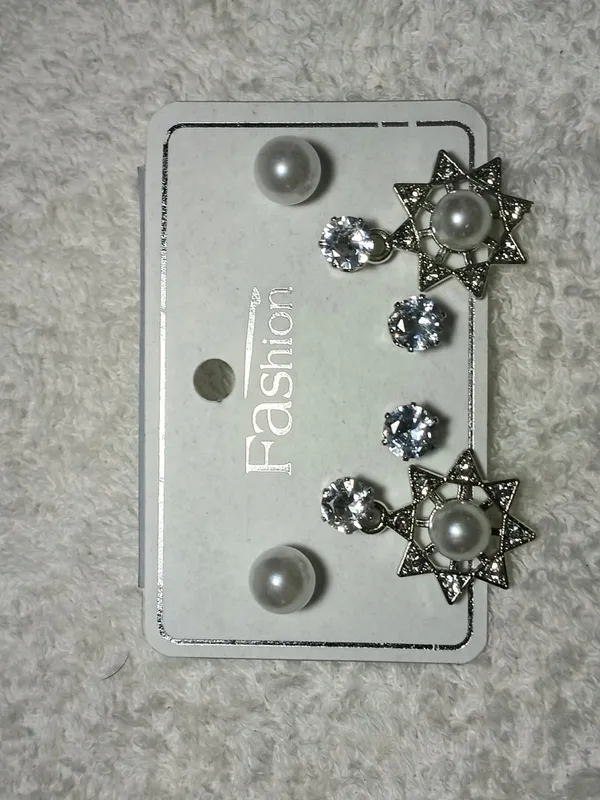 Silver_Pearl_Crystal_Star_Stud_&_Hnaging_Earring_For_Women_(Pack_Of_3)