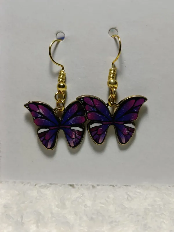 Purple_Enamel_Metal_Alloy_Butterfly_Hook_Earrings_For_Women