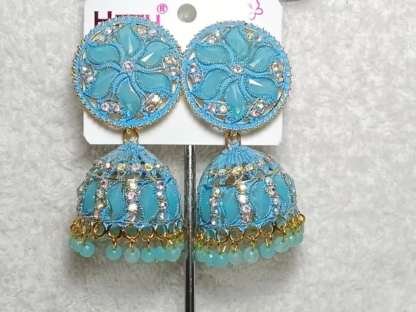 Blue_Crystal_Bead_Turquoise_Jhumkas_For_Women
