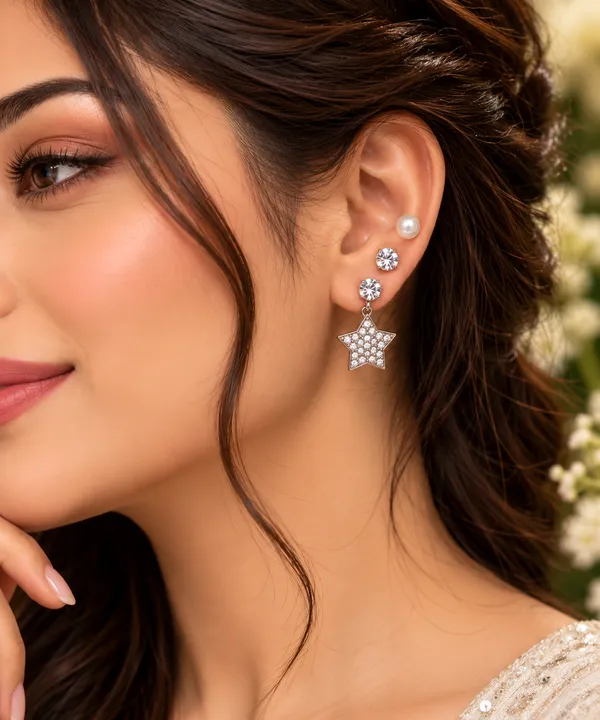 White_Pearl_Crystal_Star_Stud_&_Hnaging_Earring_For_Women_(Pack_Of_3)