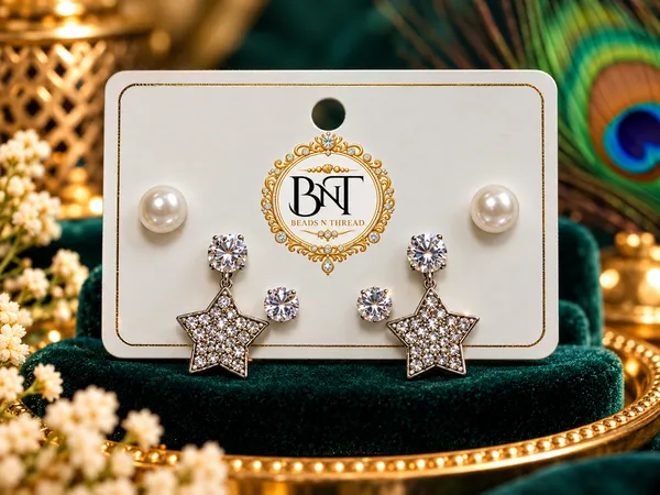 White_Pearl_Crystal_Star_Stud_&_Hnaging_Earring_For_Women_(Pack_Of_3)