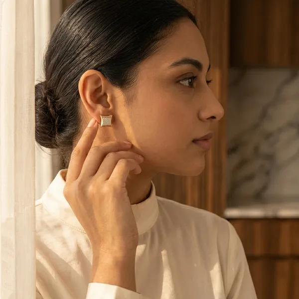Satin_Gold_Cushion_Stud_Earrings