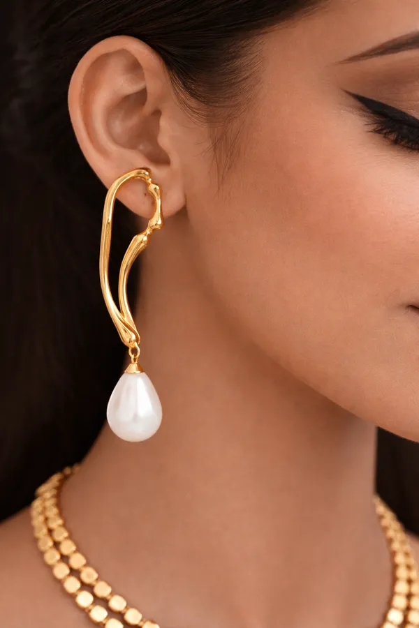 Golden_Curve_Pearl_Earrings