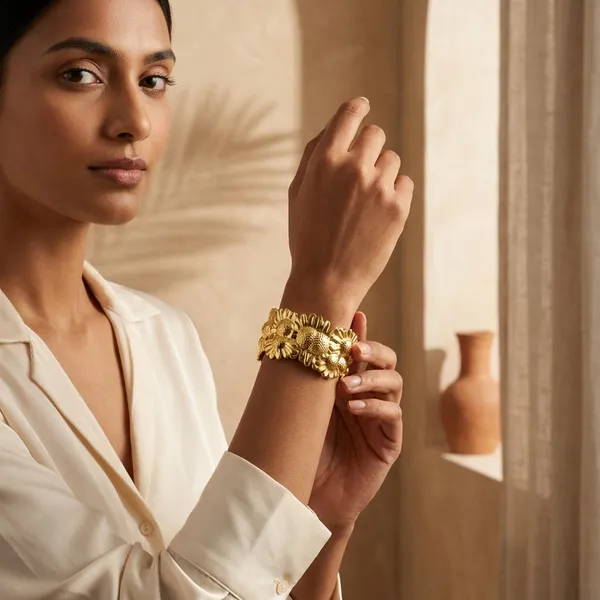 Gold_Tone_Floral_Cuff_Kada