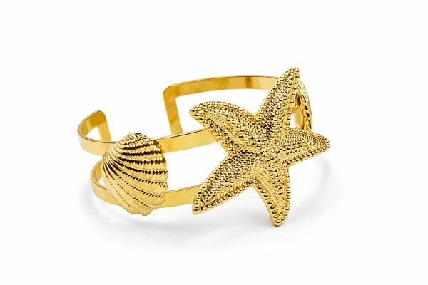 Ocean_Shell_Starfish_Gold_Cuff_Kada