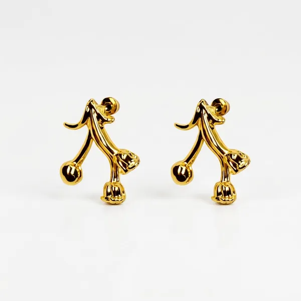 Gold_Tone_Cherry_Drop_Stud_Earrings