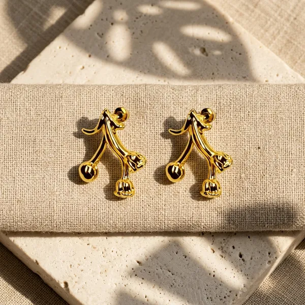 Gold_Tone_Cherry_Drop_Stud_Earrings
