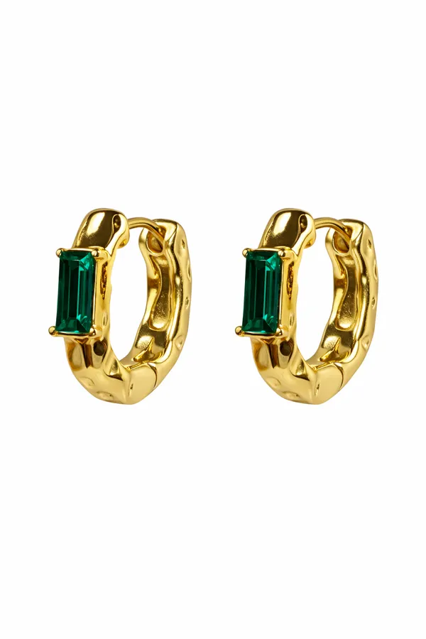 Emerald_Cut_Stone_Gold_Plated_Hoop_Earrings
