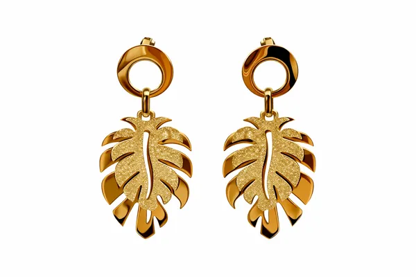 Golden_Tropical_Leaf_Dangle_Earrings