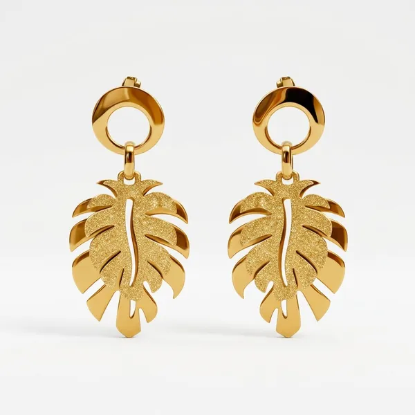 Golden_Tropical_Leaf_Dangle_Earrings