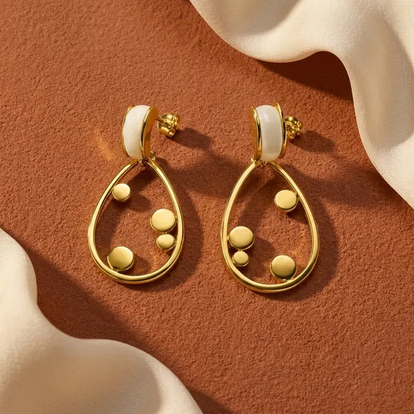Gold_Plated_White_Enamel_Drop_Earrings_For_Women_Elegant_Teardrop_Dangle_Earrings_With_Modern_Minimal_Design_Lightweight_Fashion_Jewelry