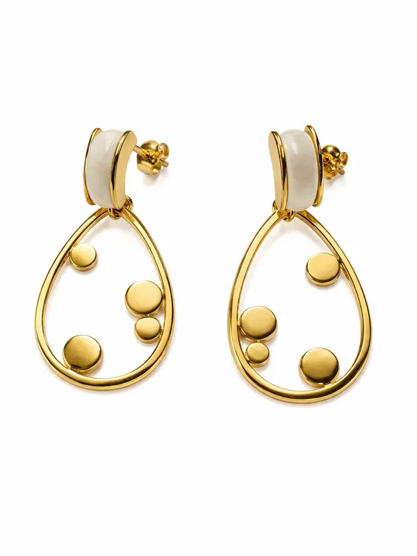 Gold_Plated_White_Enamel_Drop_Earrings_For_Women_Elegant_Teardrop_Dangle_Earrings_With_Modern_Minimal_Design_Lightweight_Fashion_Jewelry