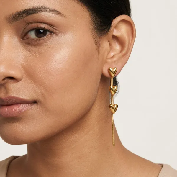 Golden_Heart_Drop_Chain_Earrings