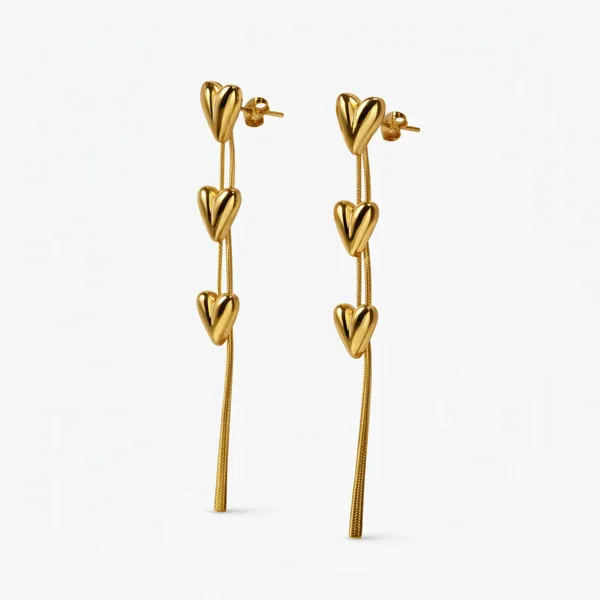 Golden_Heart_Drop_Chain_Earrings