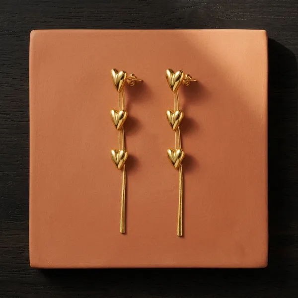 Golden_Heart_Drop_Chain_Earrings