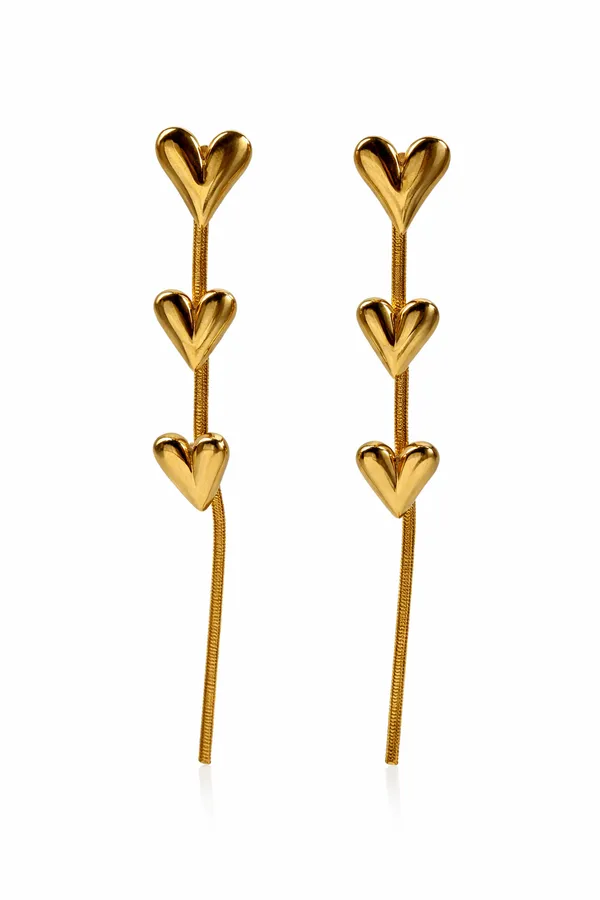 Golden_Heart_Drop_Chain_Earrings