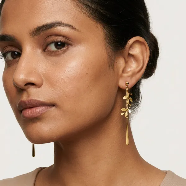 Golden_Leaf_Drop_Chain_Earrings
