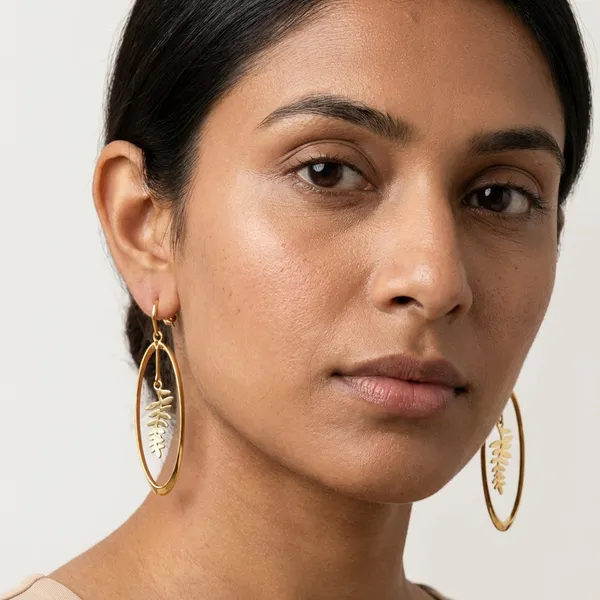 Golden_Leaf_Oval_Drop_Earrings