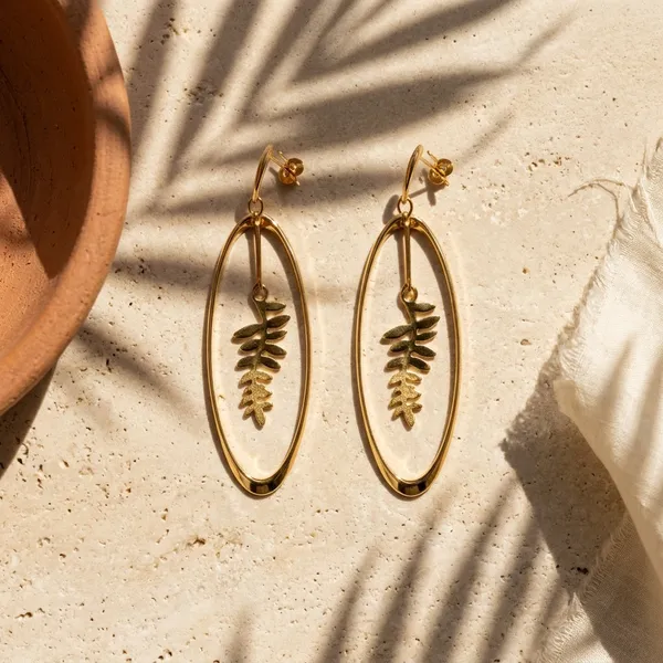 Golden_Leaf_Oval_Drop_Earrings
