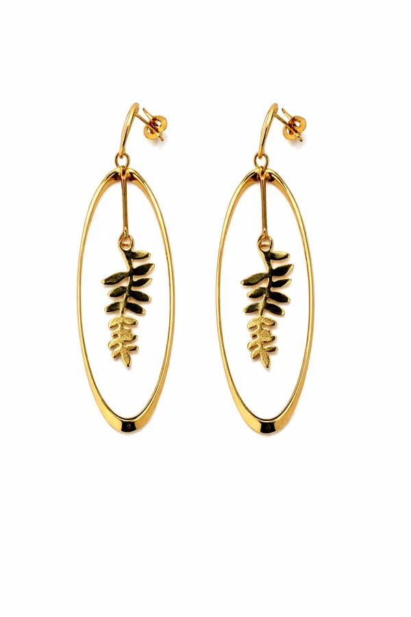 Golden_Leaf_Oval_Drop_Earrings