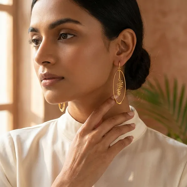 Golden_Leaf_Oval_Drop_Earrings