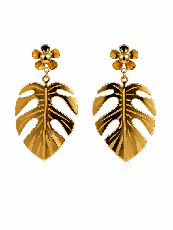 Golden_Monstera_Leaf_Drop_Earrings