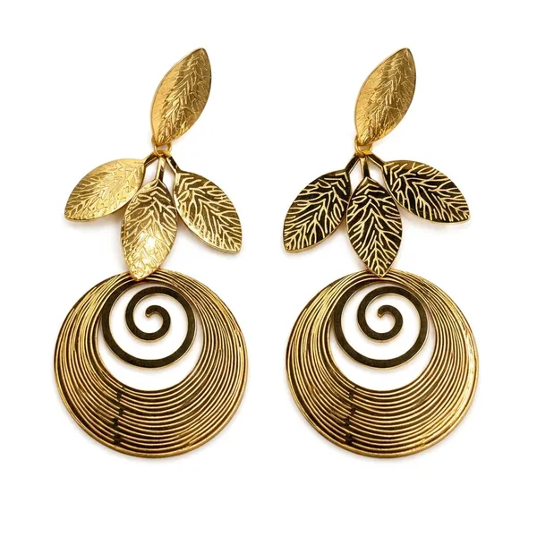 Gold_Tone_Leaf_Spiral_Statement_Drop_Earrings