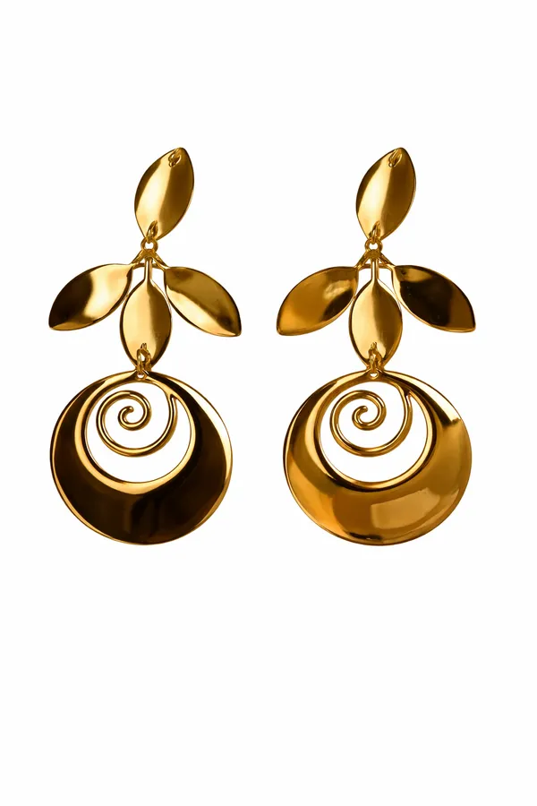 Gold_Tone_Leaf_Spiral_Statement_Drop_Earrings