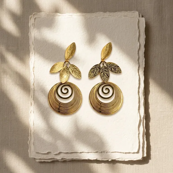 Gold_Tone_Leaf_Spiral_Statement_Drop_Earrings