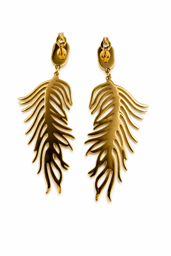 Gold_Tone_Palm_Leaf_Drop_Earrings