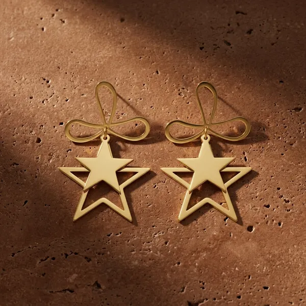 Gold_Plated_Stainless_Steel_Star_Drop_Earrings