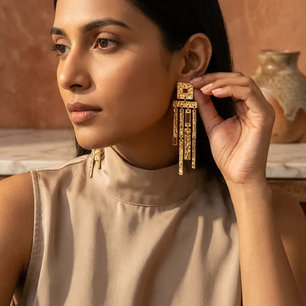 Gold_Tone_Hammered_Geometric_Dangle_Earrings