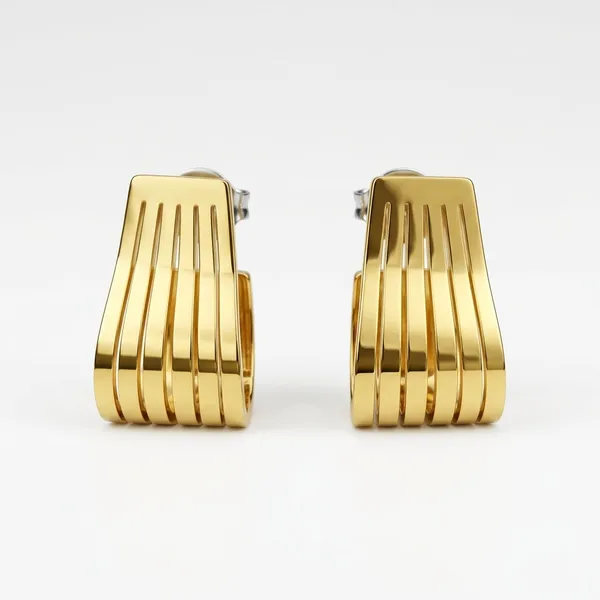 Gold_Tone_Ribbed_Statement_Hoop_Earring