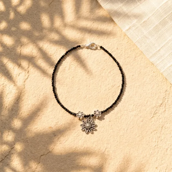 Black_Beaded_Floral_Charm_Anklet