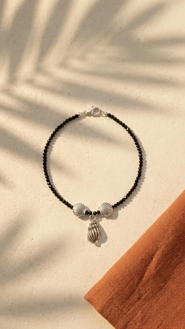 Black_Beaded_Brass_Anklet_with_Seashell_Charm_for_Women