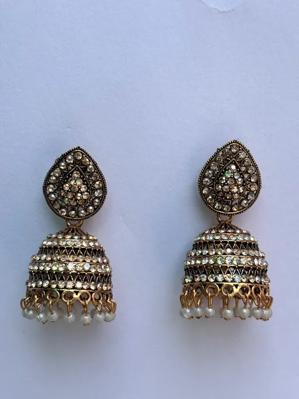 Golden_Alloy_Antique_Finish_Pearl_Drop_Jhumka_Earrings_For_Women