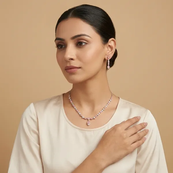Gold_&_Pink_Copper_Alloy_American_Diamond_Necklace_Set_For_Women