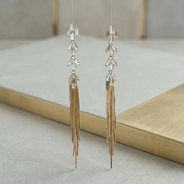 Golden_&_Silver_Copper_Alloy_American_Diamond_Tassel_Dangler_Earrings_For_Women