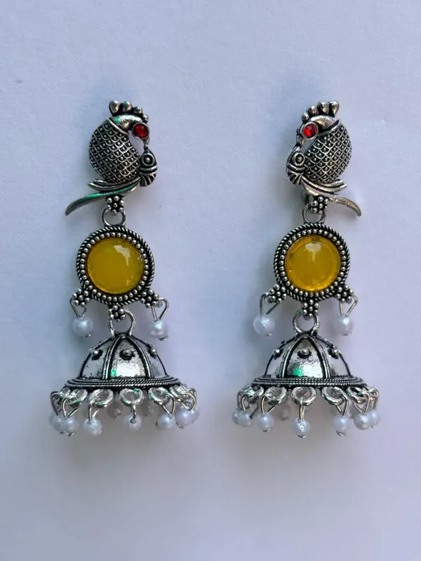 Silver_&_Yellow_Oxidized_Brass_Peacock_Jhumka_Earrings_For_Women