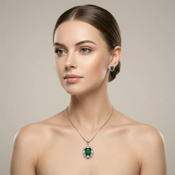 Golden_&_Green_Copper_Alloy_American_Diamond_Pendant_Set_For_Women
