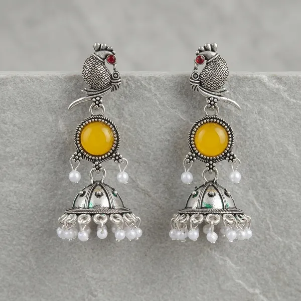 Silver_&_Yellow_Oxidized_Brass_Peacock_Jhumka_Earrings_For_Women