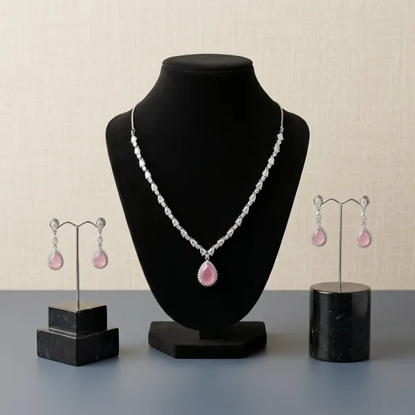 Pink_&_Silver_American_Diamond_Necklace_Set_For_Women
