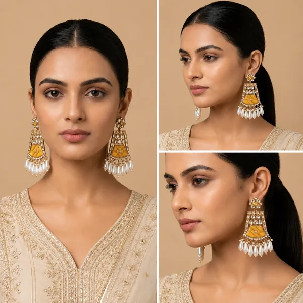 Silver_&_Yellow_Meenakari_Kundan_Pearl_Drop_Jhumka_Earrings_For_Women