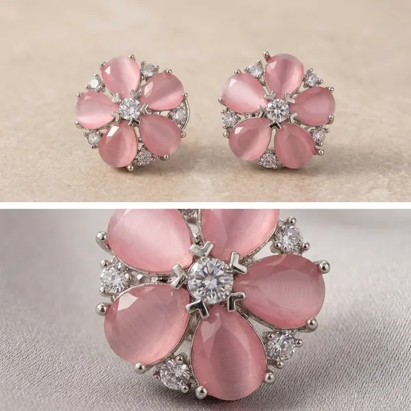 Pink_Copper_Alloy_Meena_Stone_Flower_Stud_Earrings_For_Women