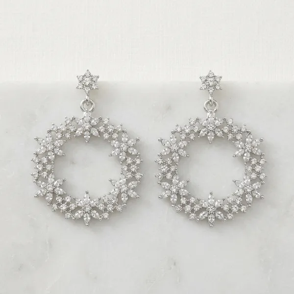 Silver_Copper_Alloy_American_Diamond_Floral_Hoop_Earrings_For_Women