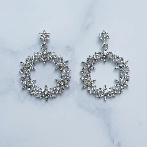 Silver_Copper_Alloy_American_Diamond_Floral_Hoop_Earrings_For_Women