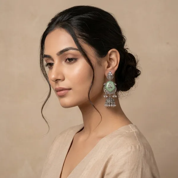 Green_&_Silver_Oxidised_Brass_Mona_Lisa_Stone_Jhumka_Earrings_For_Women