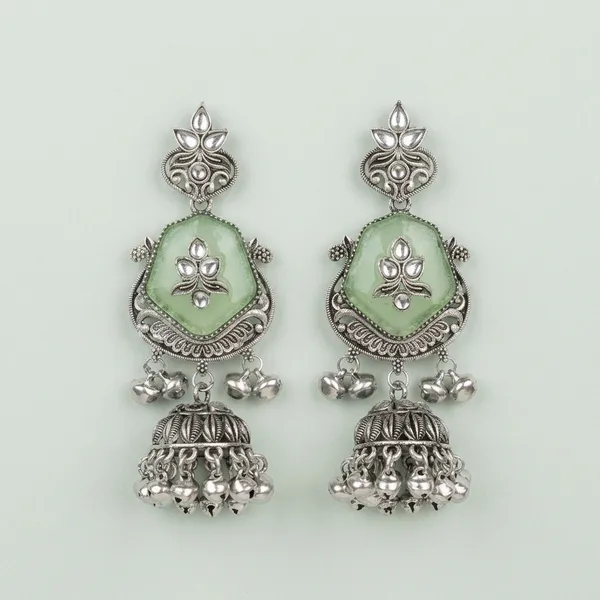 Green_&_Silver_Oxidised_Brass_Mona_Lisa_Stone_Jhumka_Earrings_For_Women